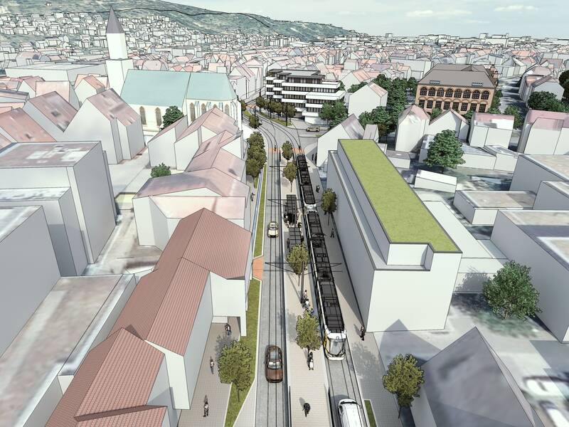 Haltestelle Marktplatz - Innenstadttrasse, RSB-Visualisierung 2025
