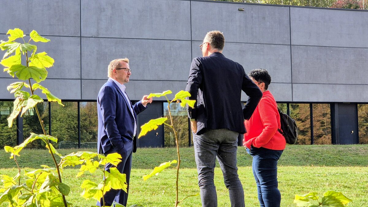 Gespräch im Schönbergpark, der als Sport- und Freizeitpark mit der BUGA weiter an Vielfalt und nachhaltiger Nutzung gewinnen soll.